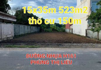 Đất bán mặt tiền đường H161, xã Phú Hoà ĐÔNG, Củ Chi, diện tích 15 x 34 m, giá 4,2 tỷ.