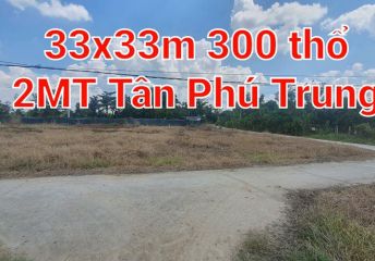 Đất bán 2 mặt tiền Hồ Văn Tắng, Tân Phú Trung, Củ Chi, diện tích 33 x 33 m, giá 6,7 tỷ.